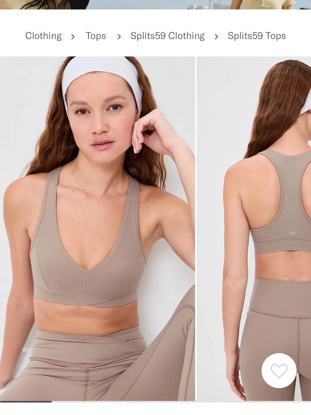 Splits59 Neutral Taupe V-Neck Sports Bralette